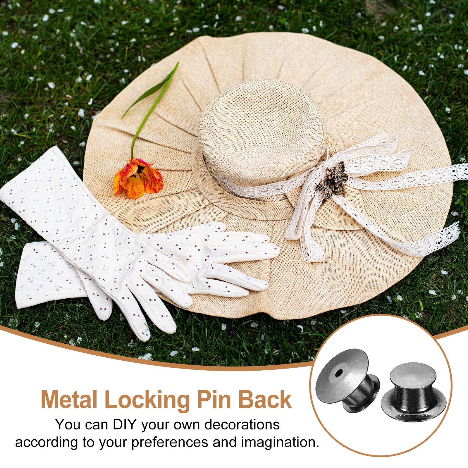 40Pcs Metal Locking Pin Backs, Pin Keepers Locking Clasp, Metallic Black