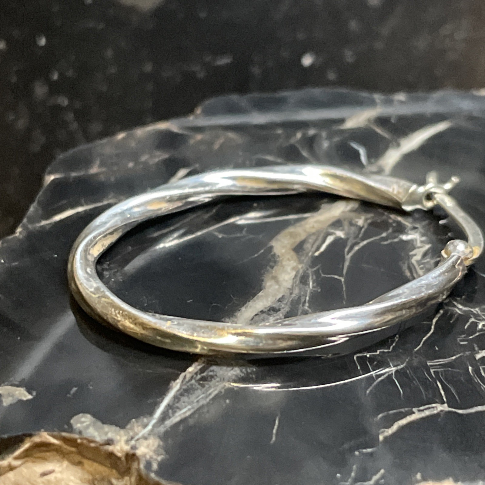 Vintage Sterling Silver Rope Twist Pattern Hoop Earrings