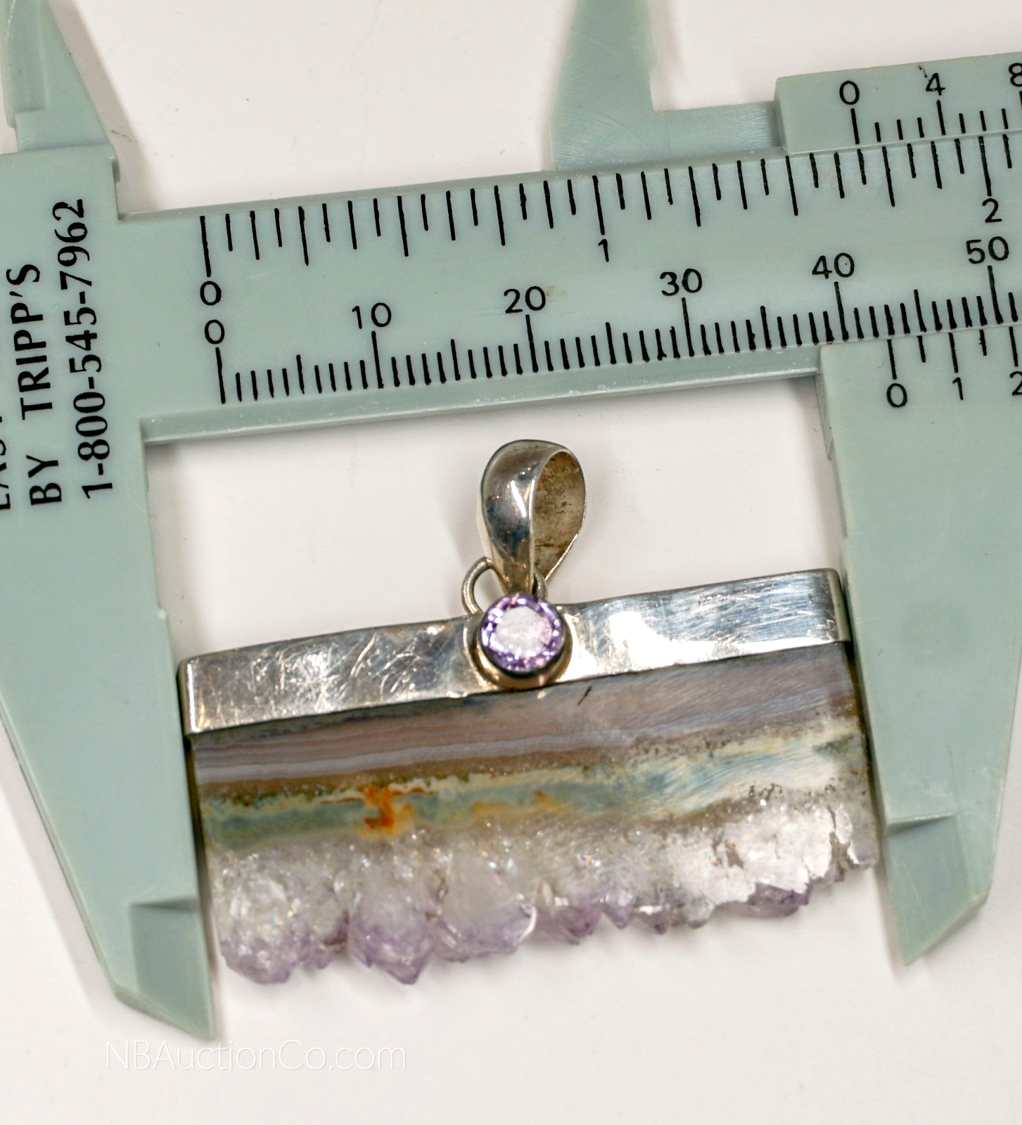 Amethyst Geode Slice Sterling 925 Jewelry Pendant