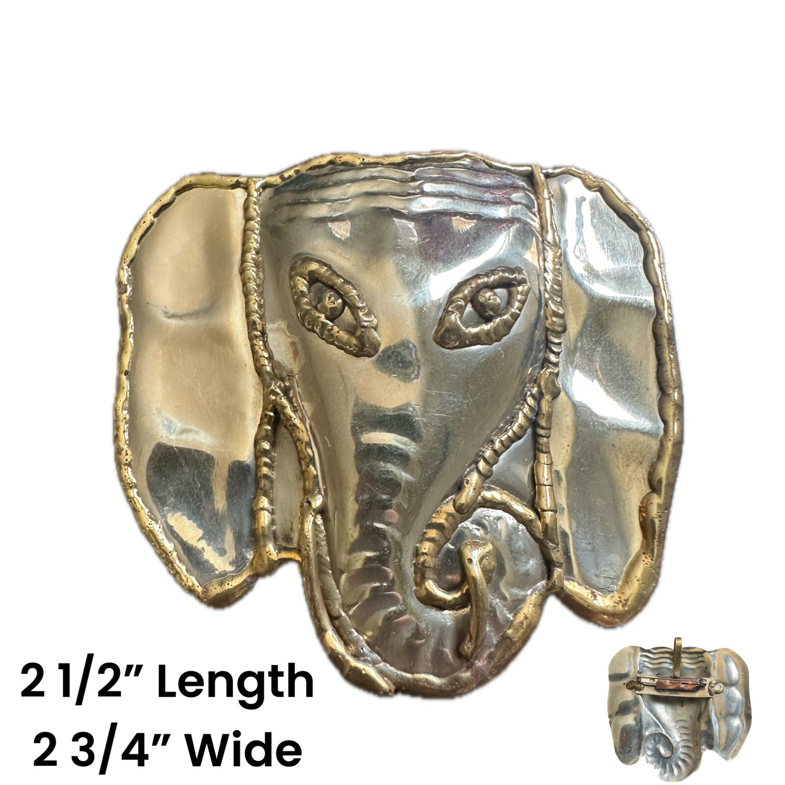 Mixed Metal Brass Elephant Can Be Worn as Brooch or Pendant Handmade Vintage