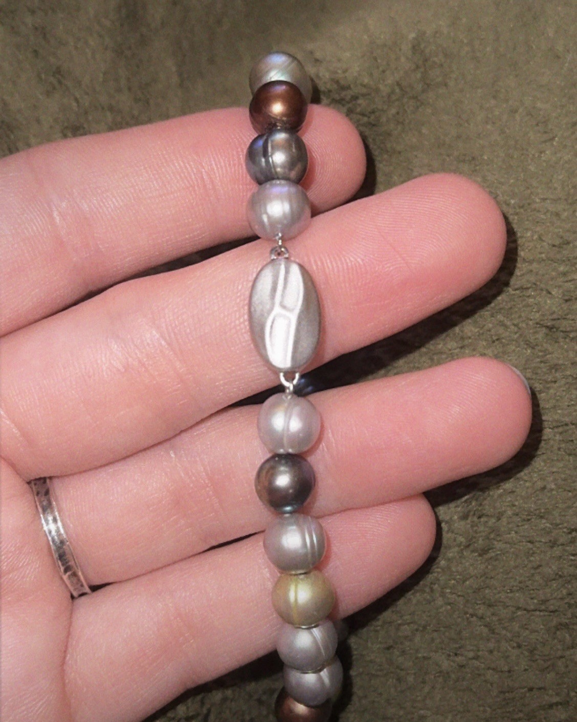 Honora Vintage Sterling Silver Clasped Multicolor 9.5mm Pearl Necklace 16.5 in