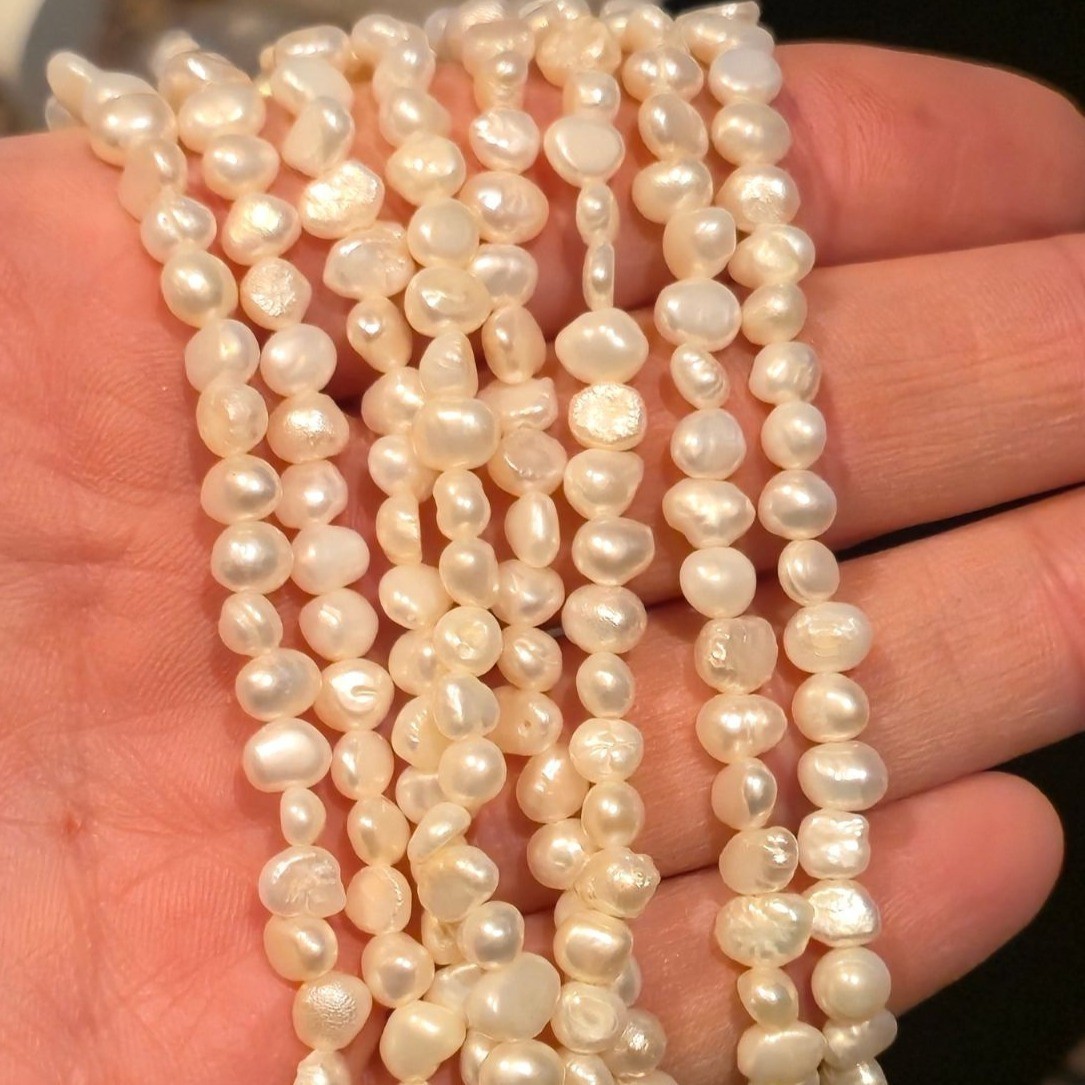 Vintage Ross Simons Pearl Necklace Baroque Choker Multi Strand 925 Clasp Signed