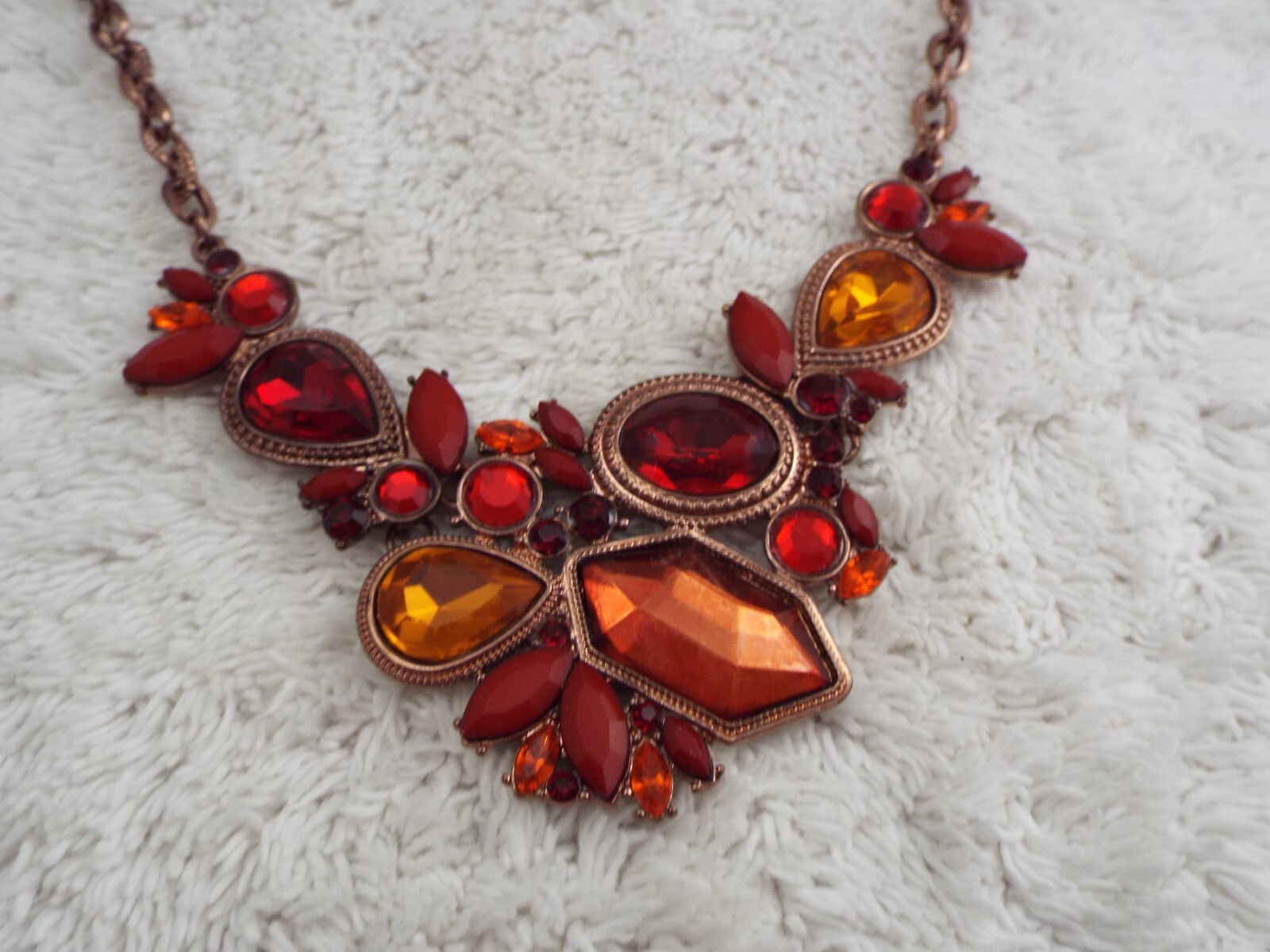 Coppertone Red Orange Scoop Necklace (A53)