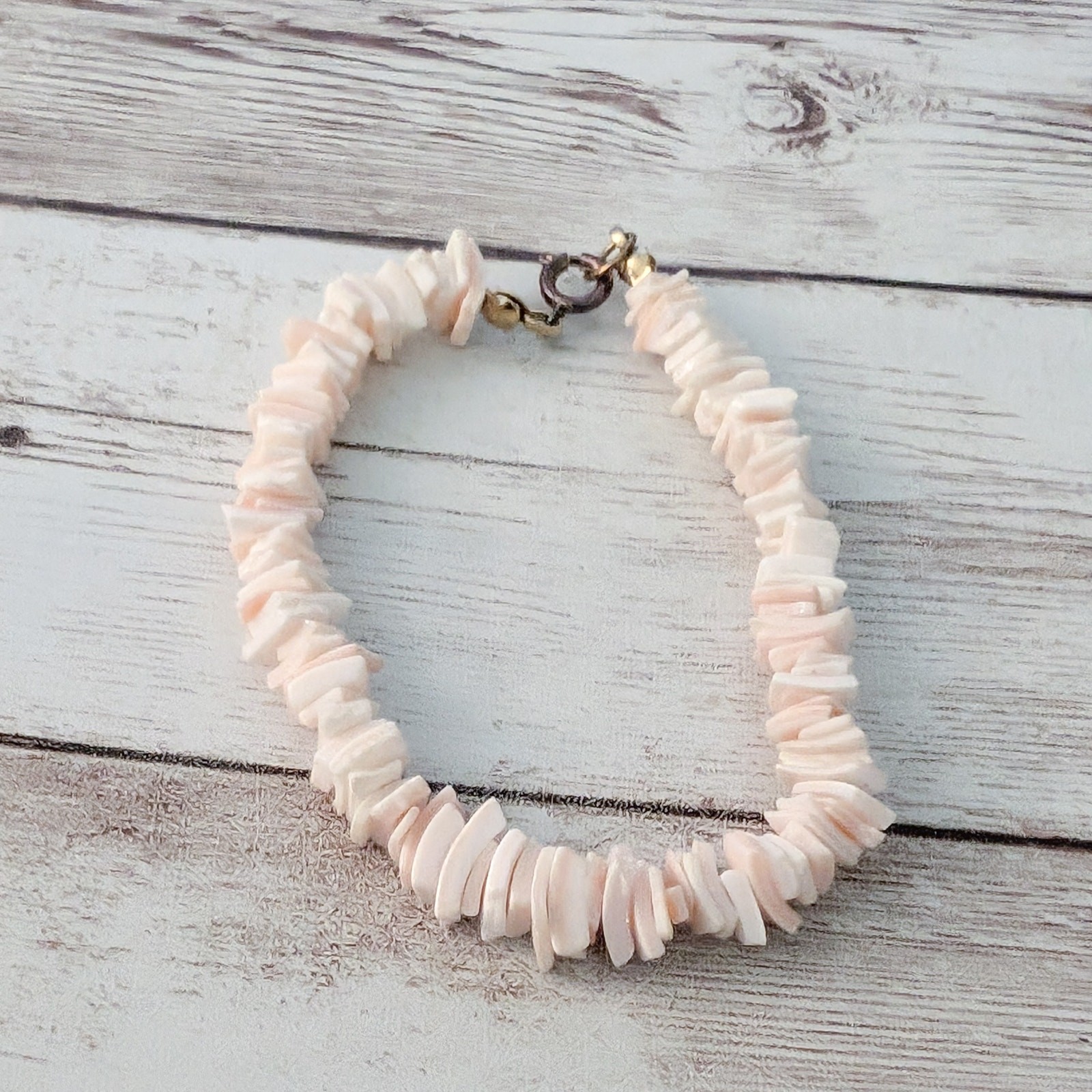 Vintage Bracelet – Shell? Very Light Pinky Cream Tone – 7.25″