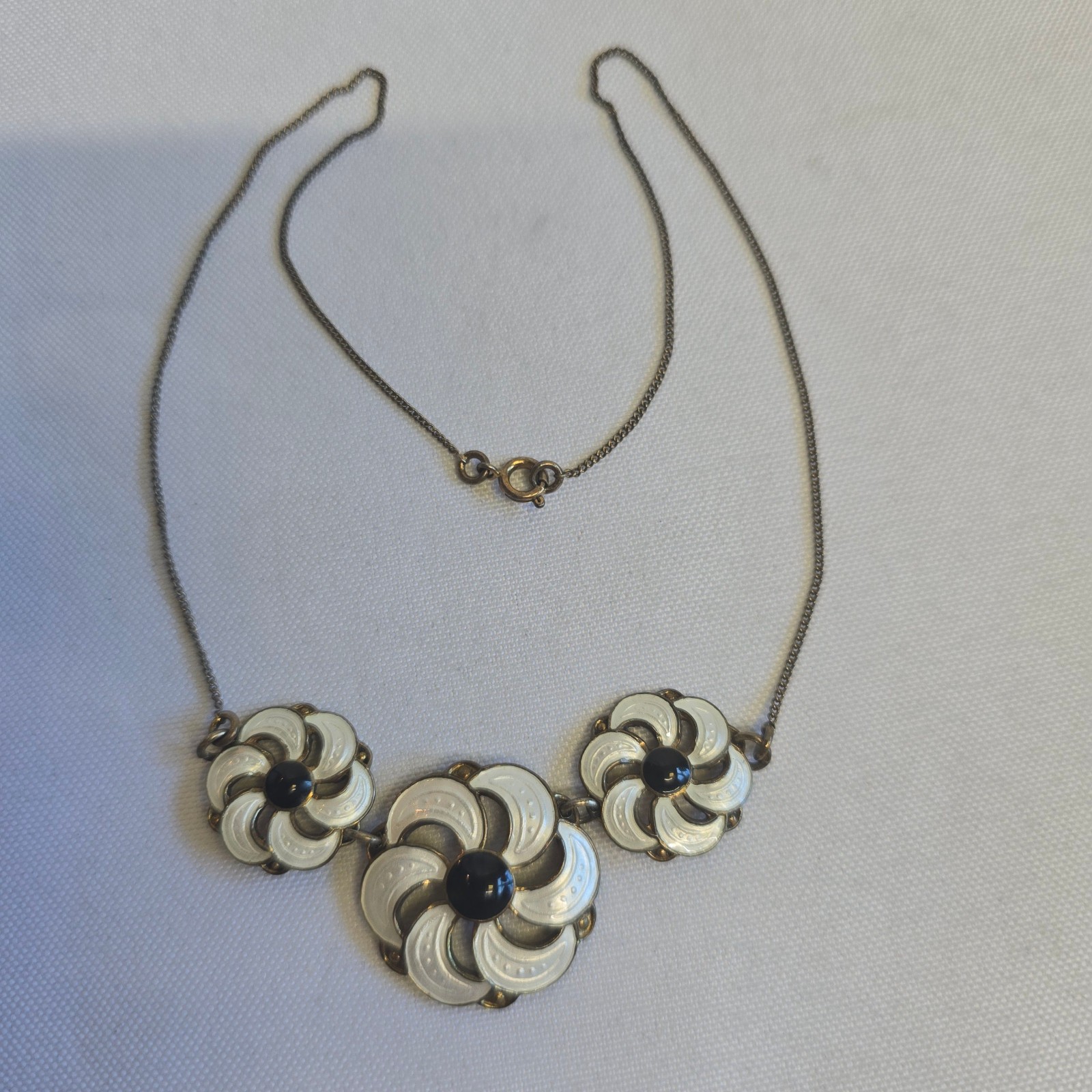 Vtg Sterling Silver Gold Wash Floral Necklace 11.17g Fine Jewelry 16.75″ Chain