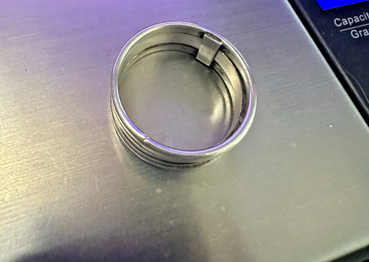 Sleek Modernist 3 Band Unisex Stack Ring 1 Cm wide Sterling Silver Size 11, 8 gr