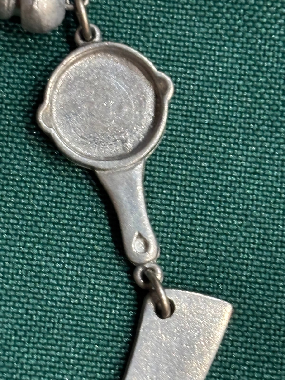 Vintage J. Clift Pewter Bracelet Chef Theme Linked Charms Cook Kitchen 7-1/2in