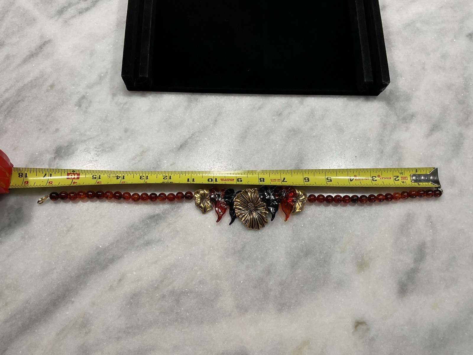 Vintage Celluloid Leaves And Flower Fall Colors Necklace