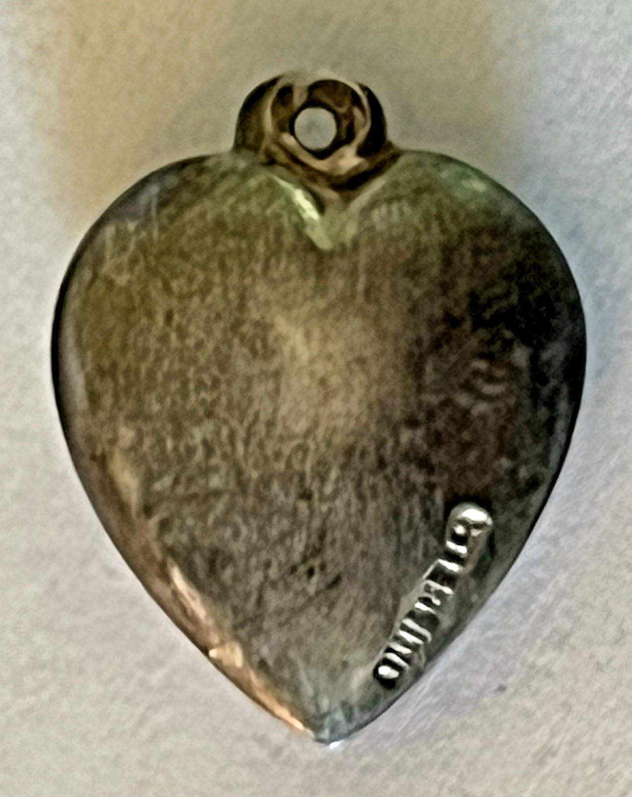 Sterling Silver Heart Flower Charm Puffy Enamel Pansy Stamped 925 Vintage Blue