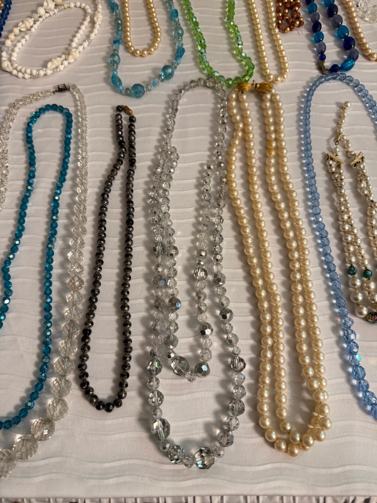 Vintage Jewelry Lot -30 Glass, Crystal, Beaded Strand Necklaces -Ready to Wear
