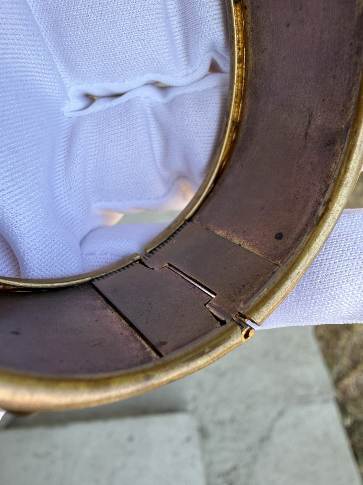 Antique Victorian Porcelain Miniature Portrait Bangle Cuff Bracelet C. 1900