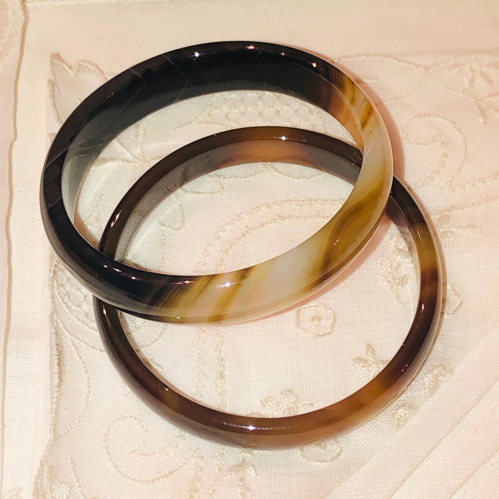 Natural Banded Agate Bangle Bracelet Hand-Carved For Baby Child Small Adult