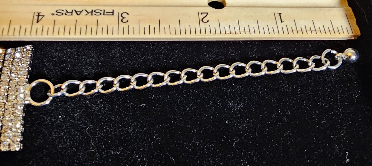 Vintage Rhinestone Bracelet Multi-Row Clear Sparkling Statement 7″