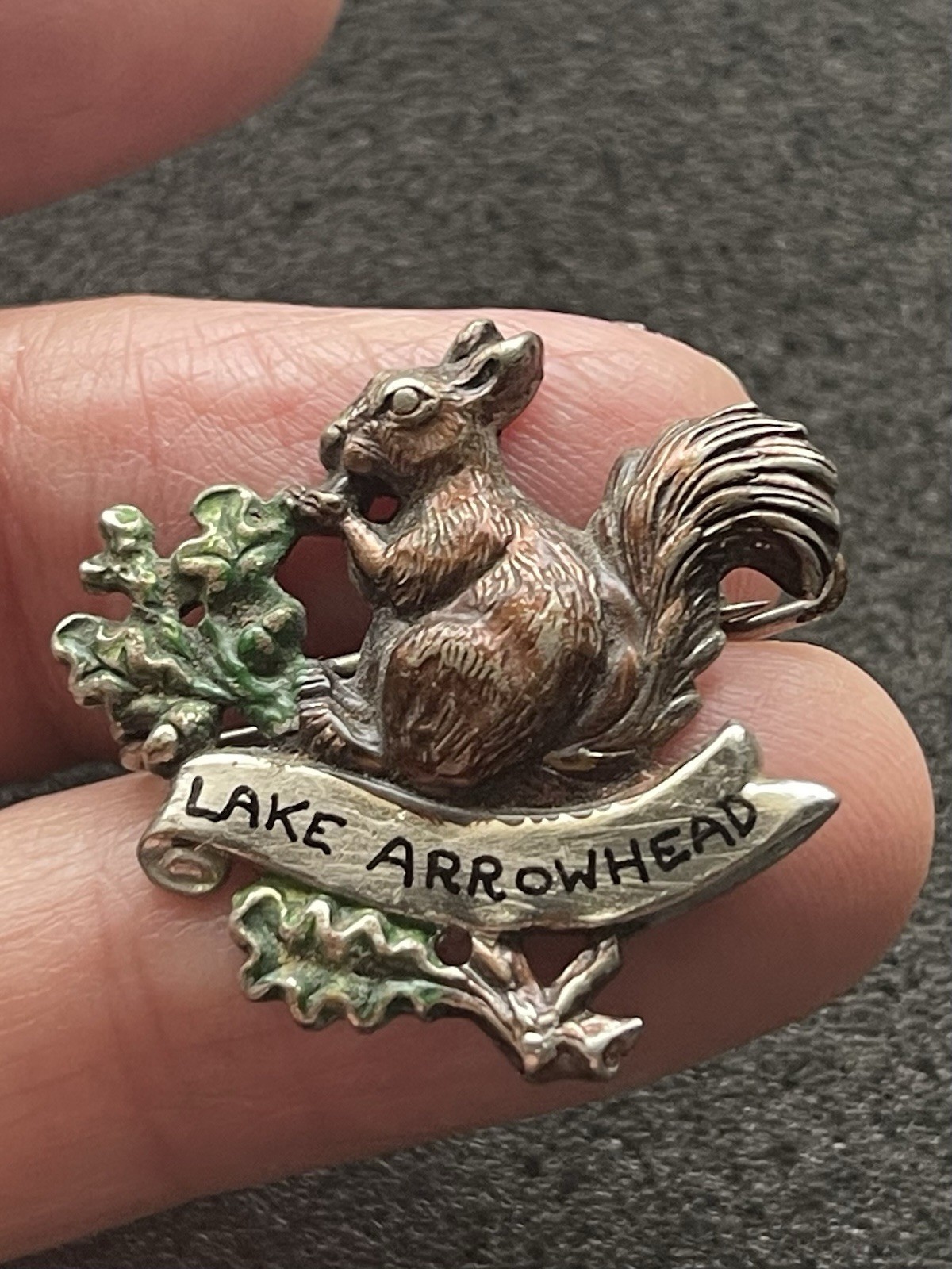 Vintage Lake Arrowhead California Squirrel Souvenir Pin Brooch Collectible 2507