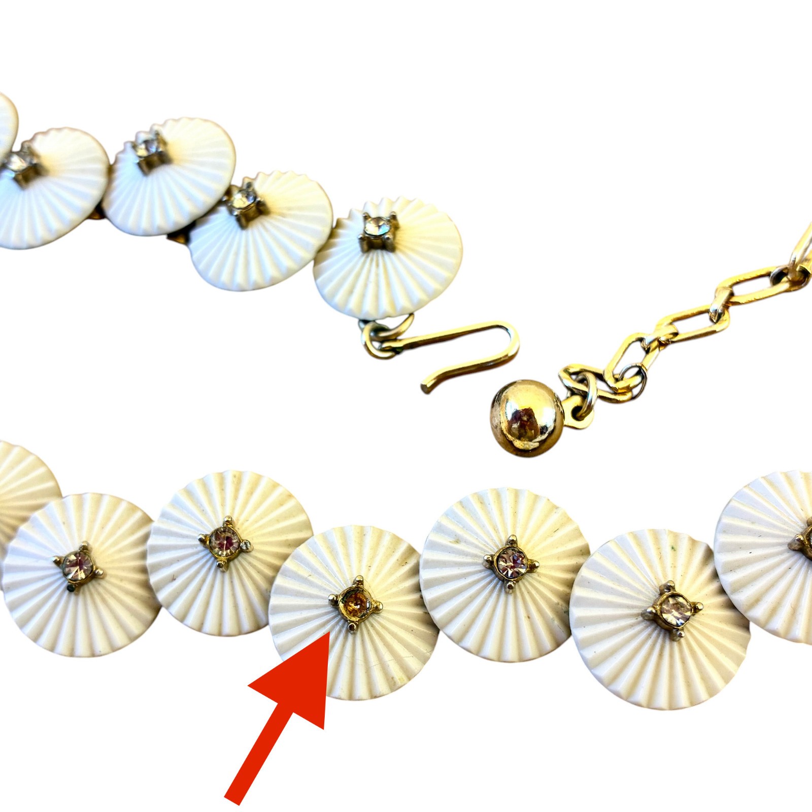 Vintage Necklace and Bracelet Set Shell Design Rhinestones AS IS