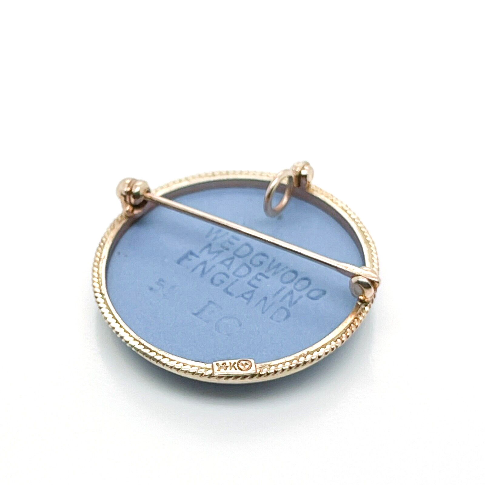 14 Karat Gold Wedgwood Jasperware Convertible Brooch & Pendant – 14k jasper VR .