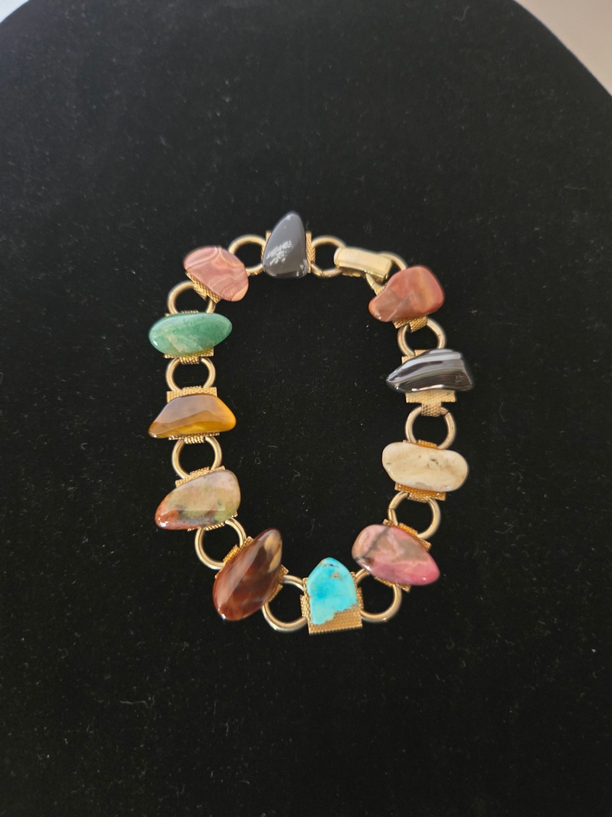 Vintage Various Small Stones Wrist Link Bracelet 7”