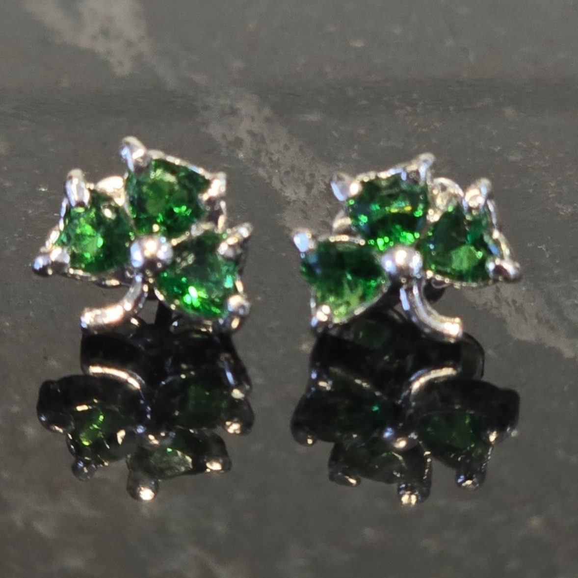 Vintage Avon Shamrock Earrings St. Patty’s Day Dainty Jewelry Green Rhinestones