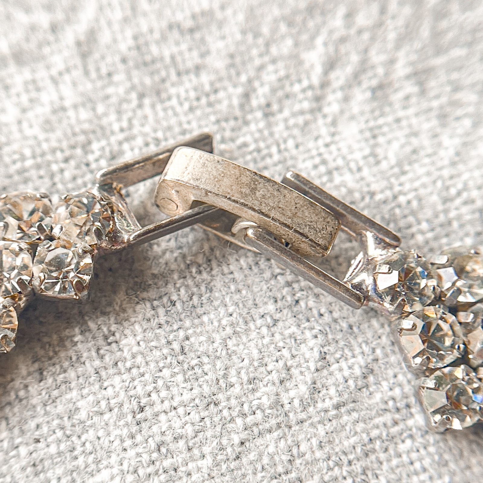Vintage 1950s MCM Four-Row Rhinestone Tennis Bracelet Estate Costume Jewelry