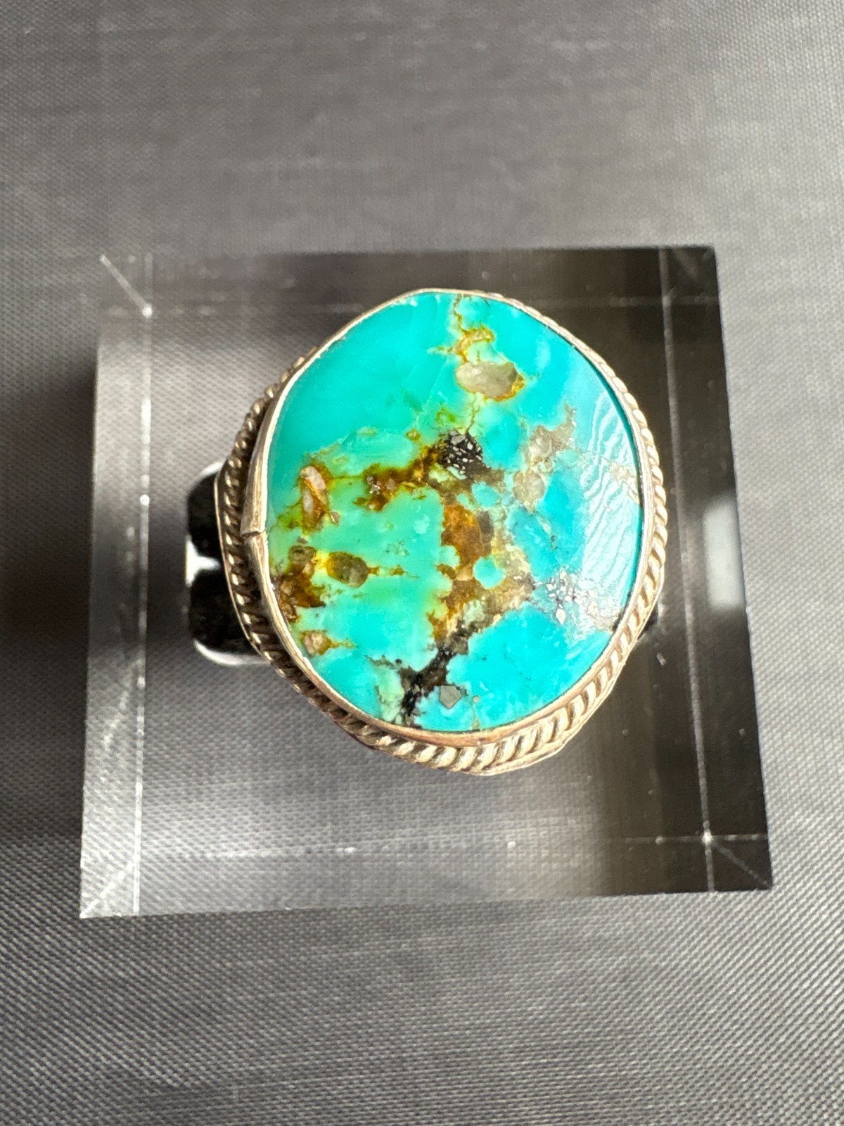 Vintage Silver Southwestern Turquoise Ring Handmade Size 7.25 US