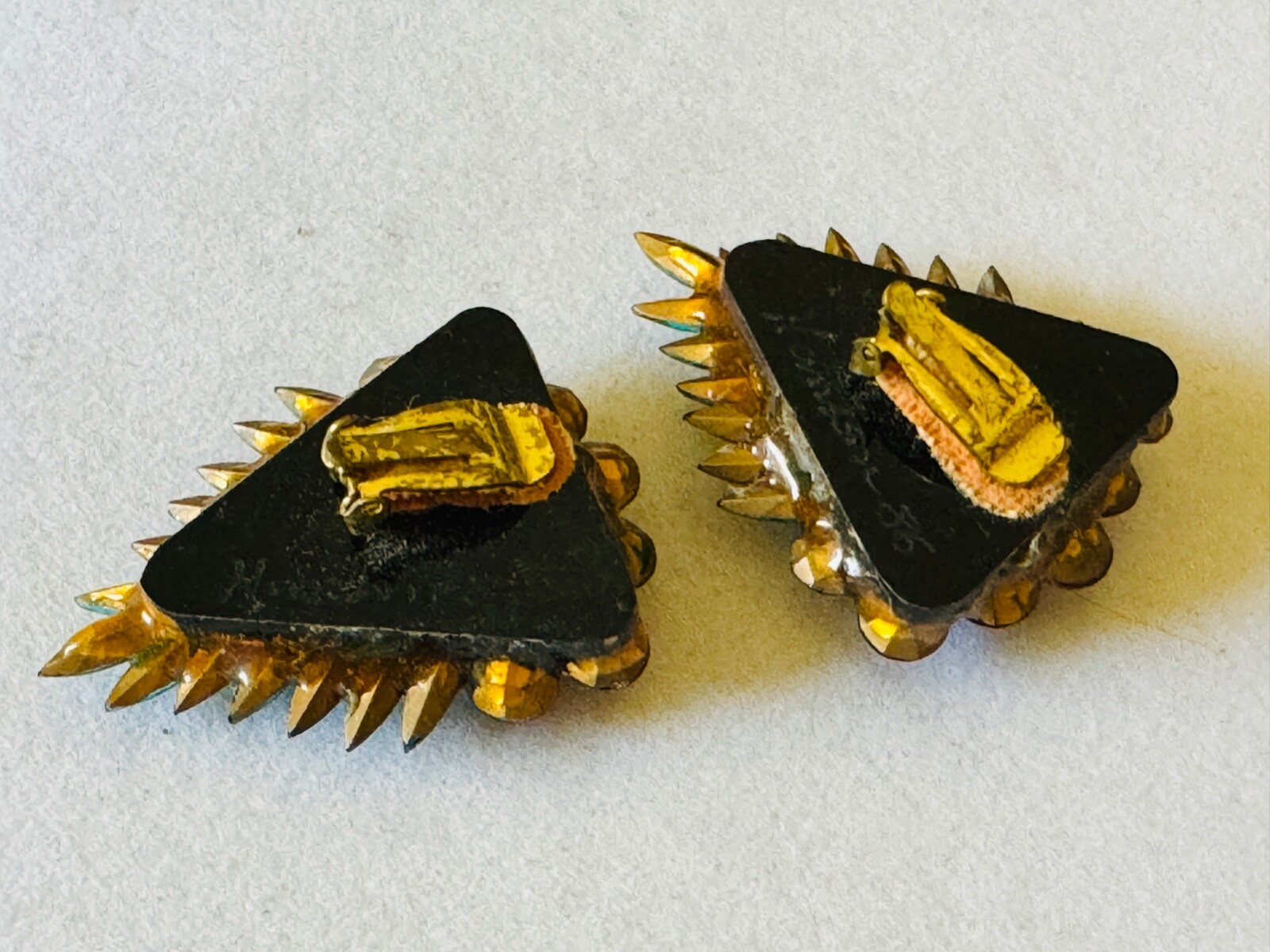 Vintage 1980’s 1987 HANSEN Signed Rhinestone Clip On Earrings