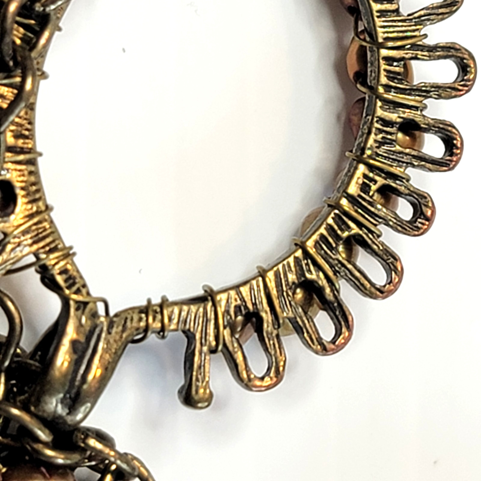Vintage Coldwater Creek Goldstone and Pearls Bronze Tone Bib Festoon Necklace