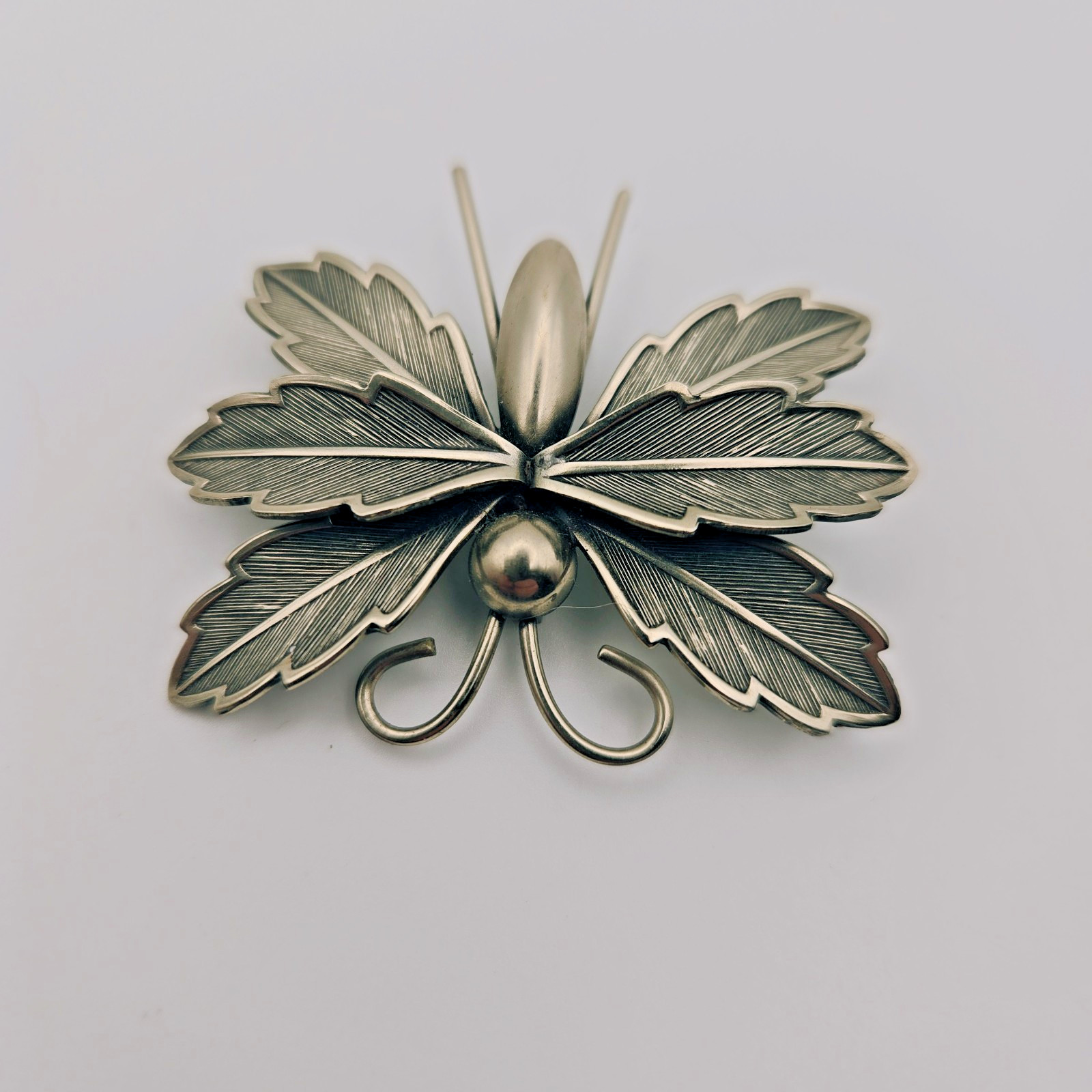 Bell Trading Post 1950s Butterfly Brooch Nickel Silver Vintage Signed Pin MCM