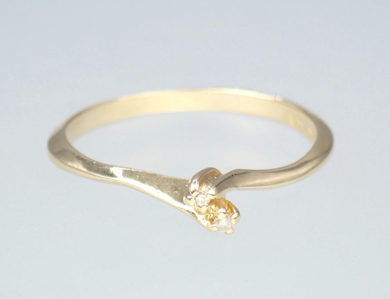 Dainty Vintage Estate Solid 14K Gold SAMUEL AARON Diamond Toi Et Moi Ring NY 6.5