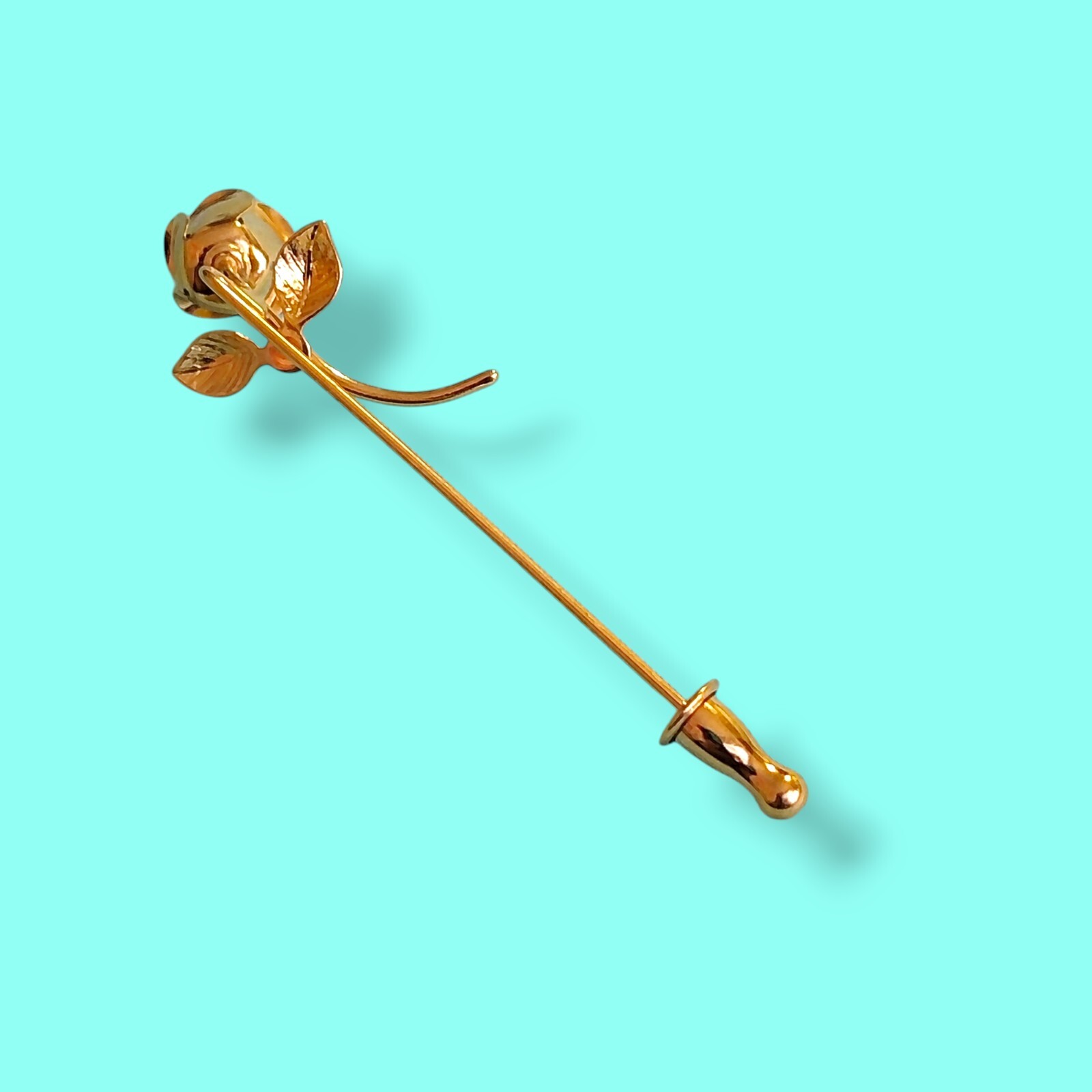 Vintage Monet Gold Tone Flower Rose Stick Pin Garden Spring Floral Nature Plants