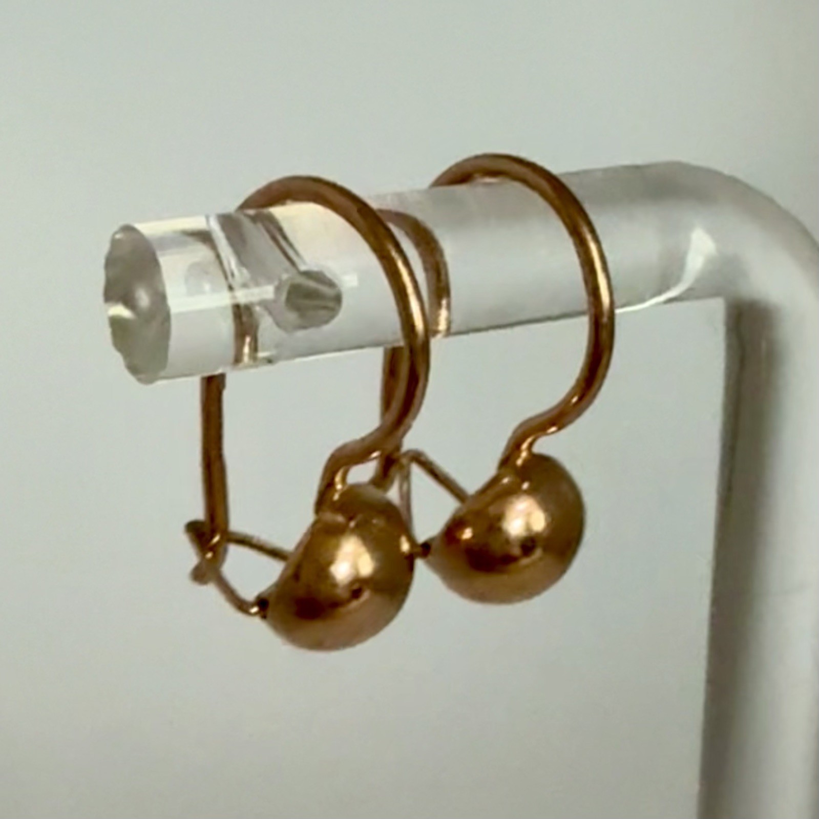USSR Vintage Soviet Original Rose Gold Earrings 583 14K 1.65g.