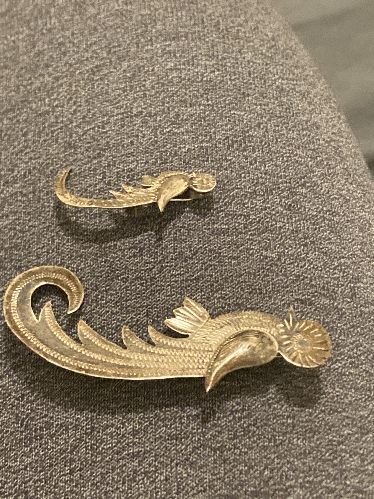 Guatemala Vintage Antique 900 sterling & 925 bird Quetzal Brooch lot of 2