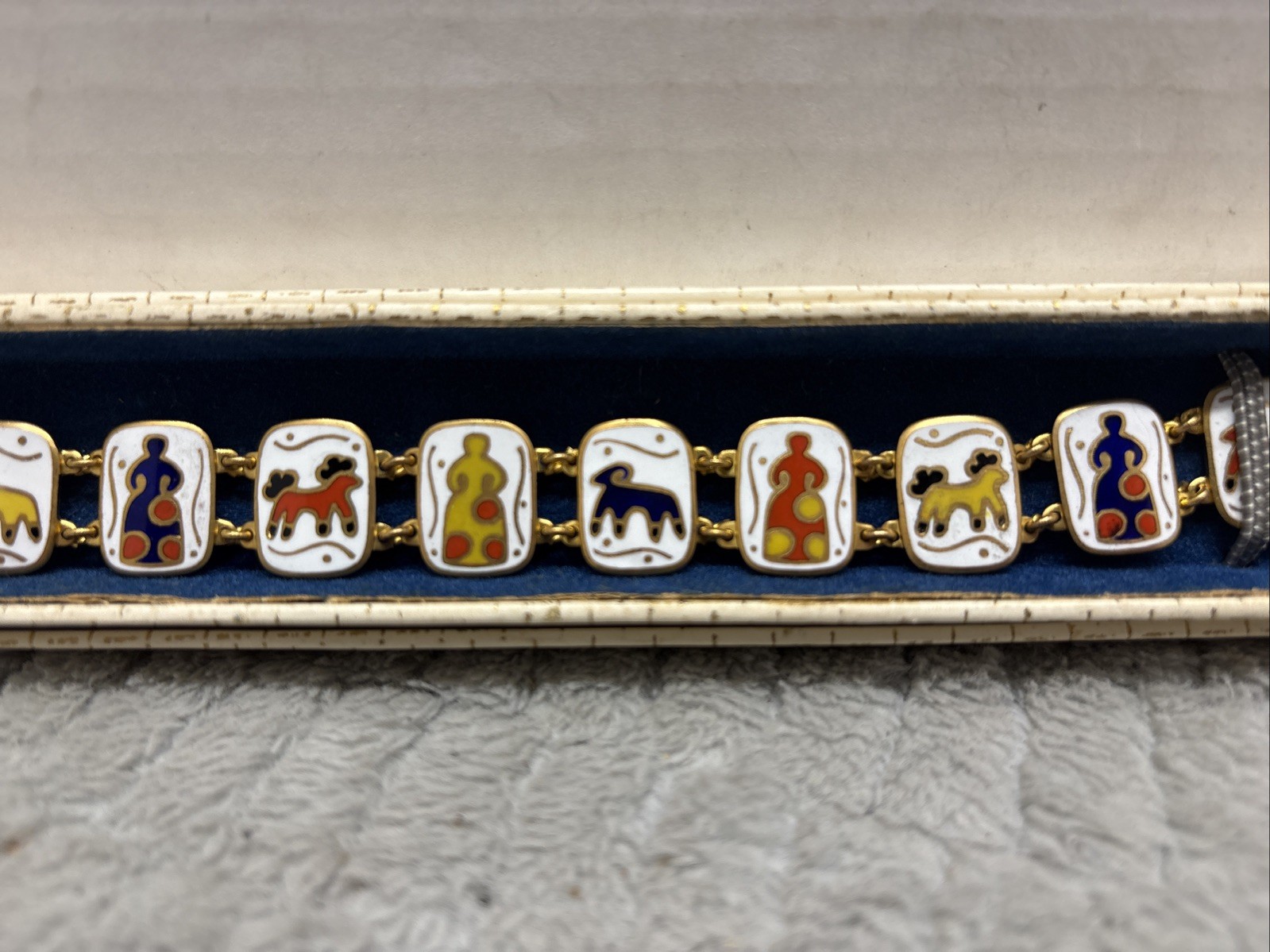 VINTAGE 1960’S LENINGRAD ENAMEL BRACELET SOVIET-ERA DYMKOVSKAYA