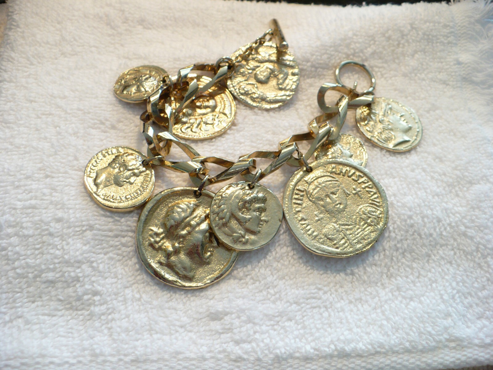 AAG- RUSSIAN GREEK OR SOUVENIR COINS BRACELET (GOLD-TONE) #605