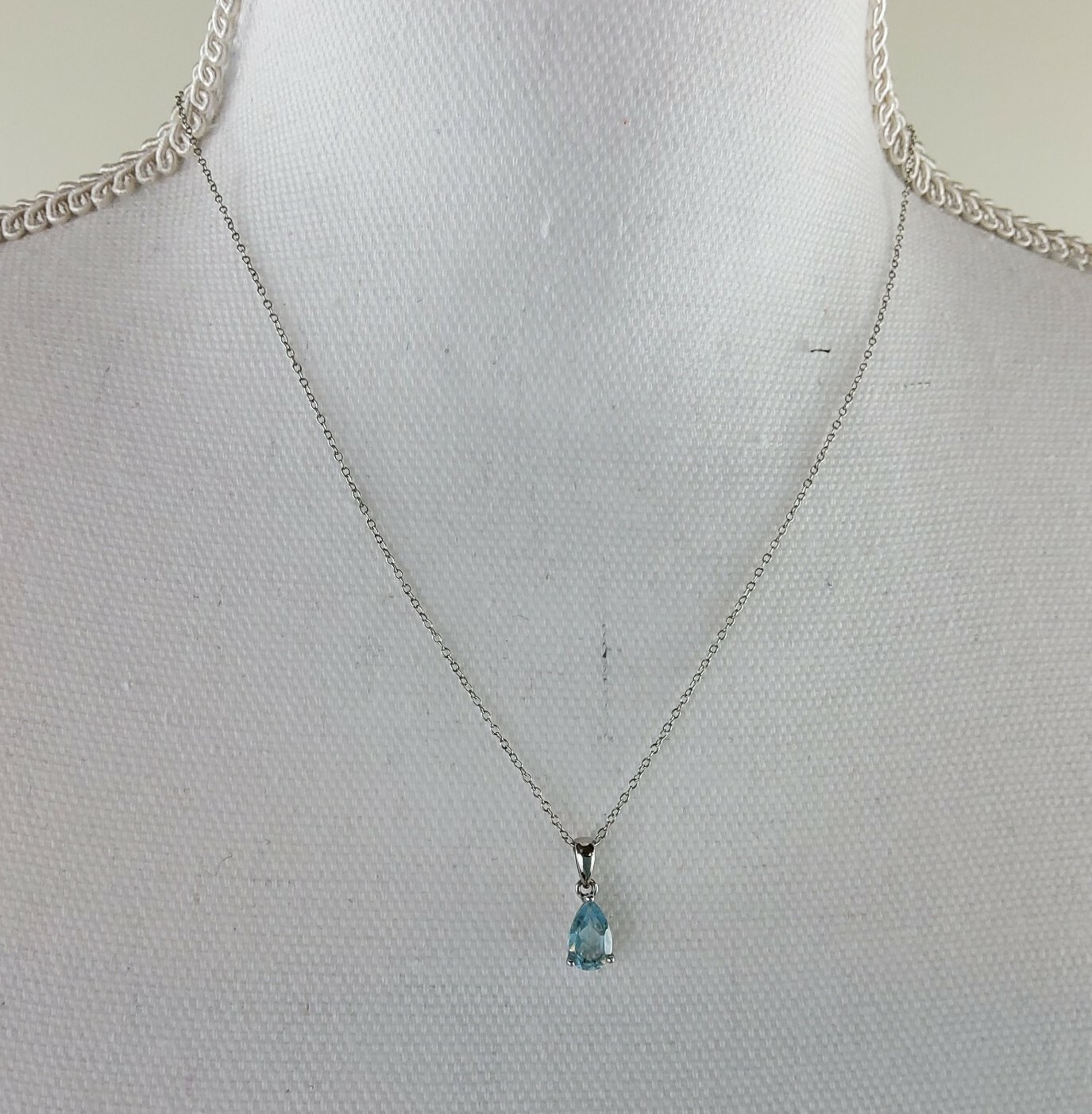 Dee Berkley DBJ Sterling Silver 925 Blue Topaz Teardrop Necklace