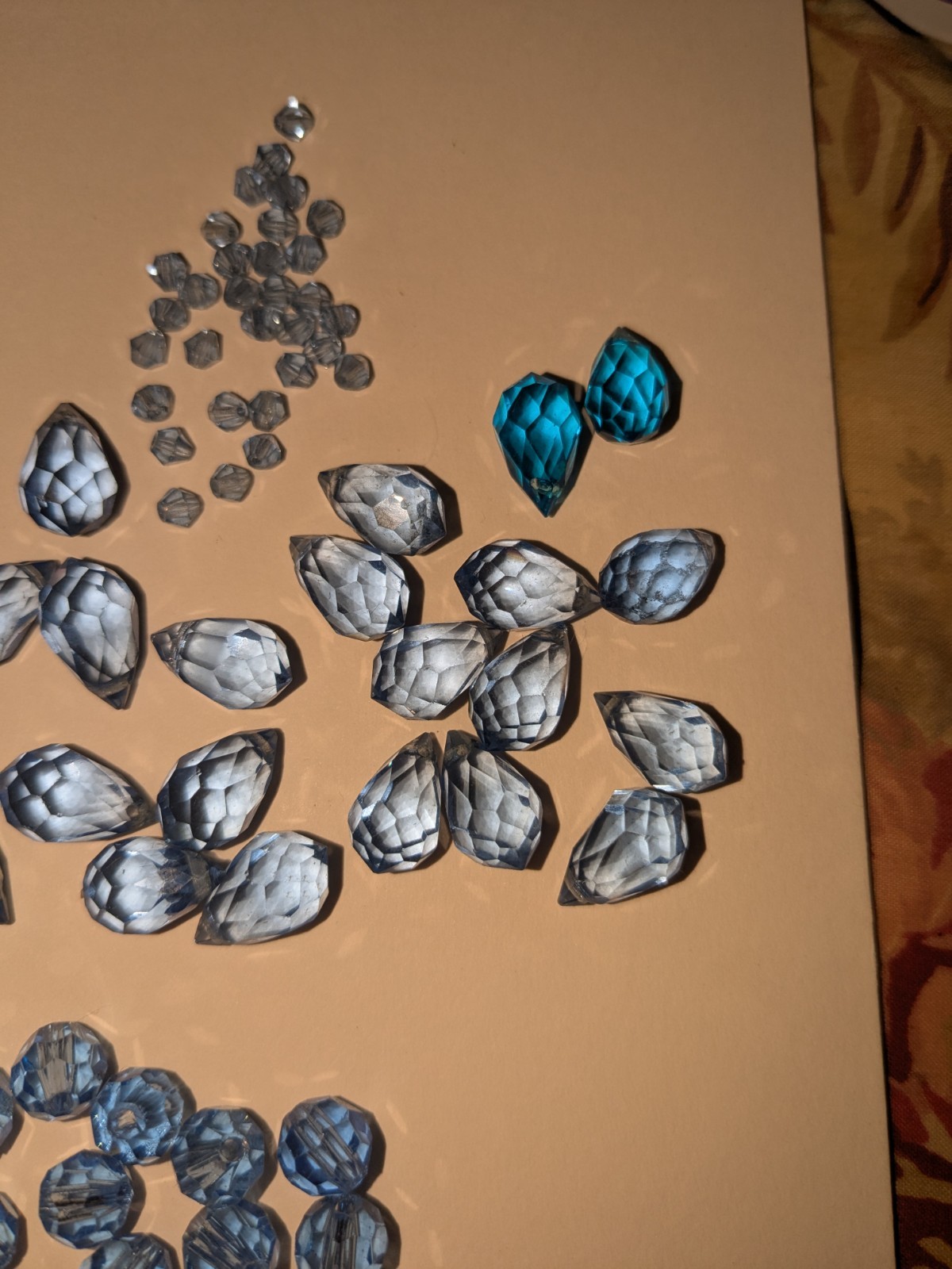 Antique Czech Blue Crystal Faceted Briolettes Drops Estate Find Art Deco