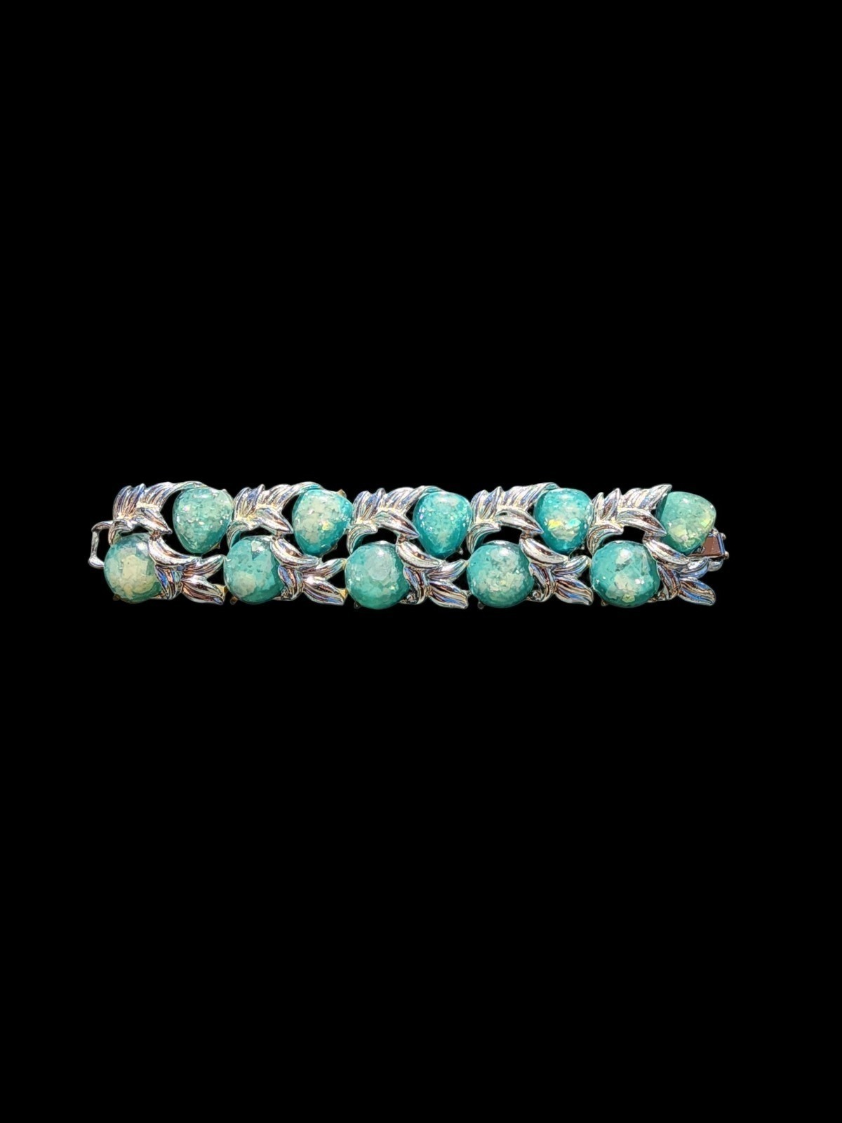 Blue Confetti Resin 50s Bracelet Linked Vintage