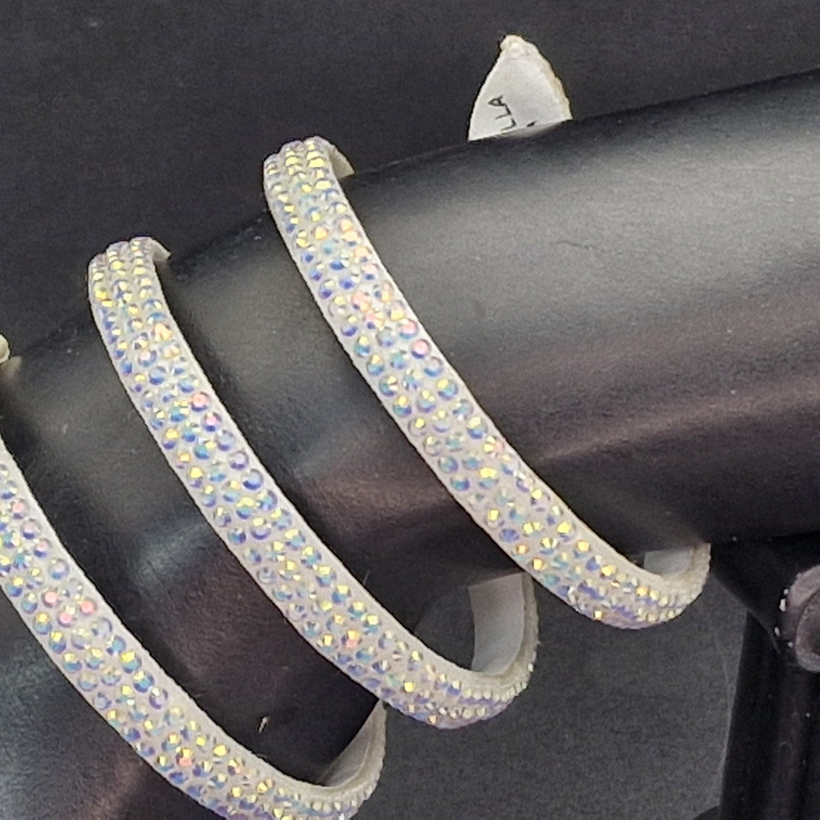 Rene Caovilla Italy White Cleo Snake Wrap Bracelet Leather Rhinestones