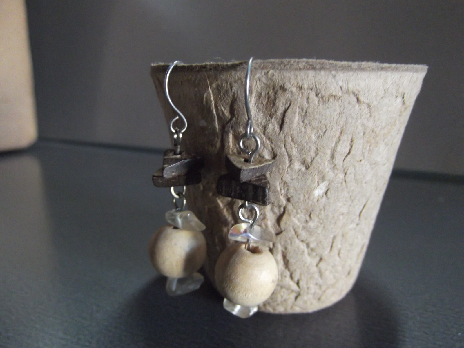 1 Pair Old 2″in Wood Different Shapes Danglers