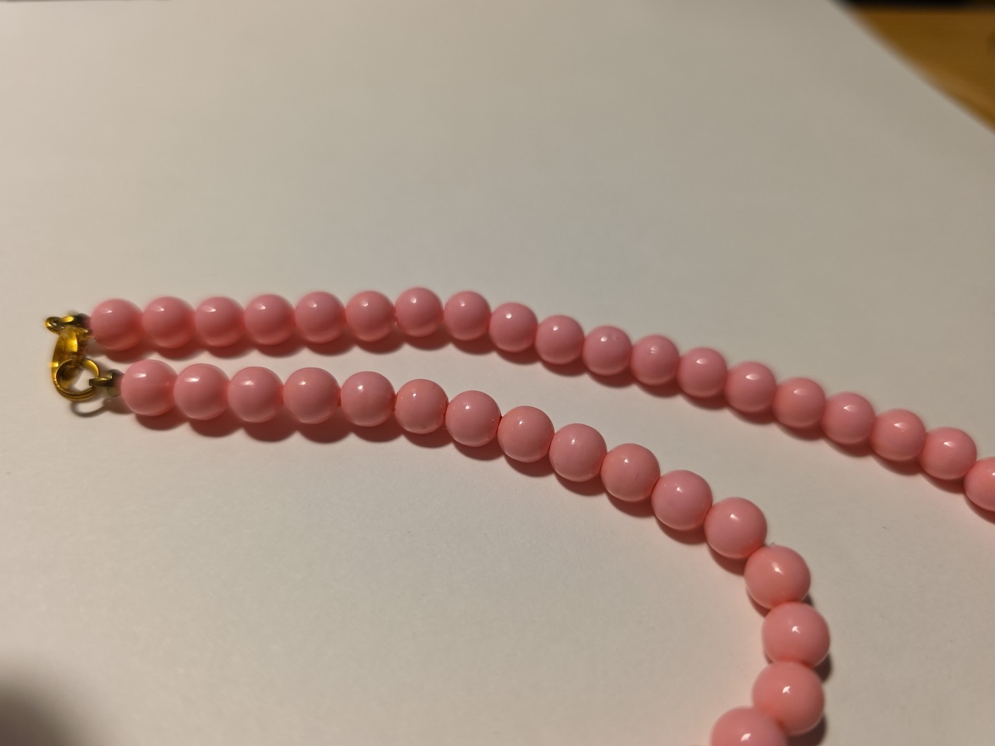 Vintage Pink Glass Millefiori & Pink Painted Glass Beads Necklace 18 3/4″L