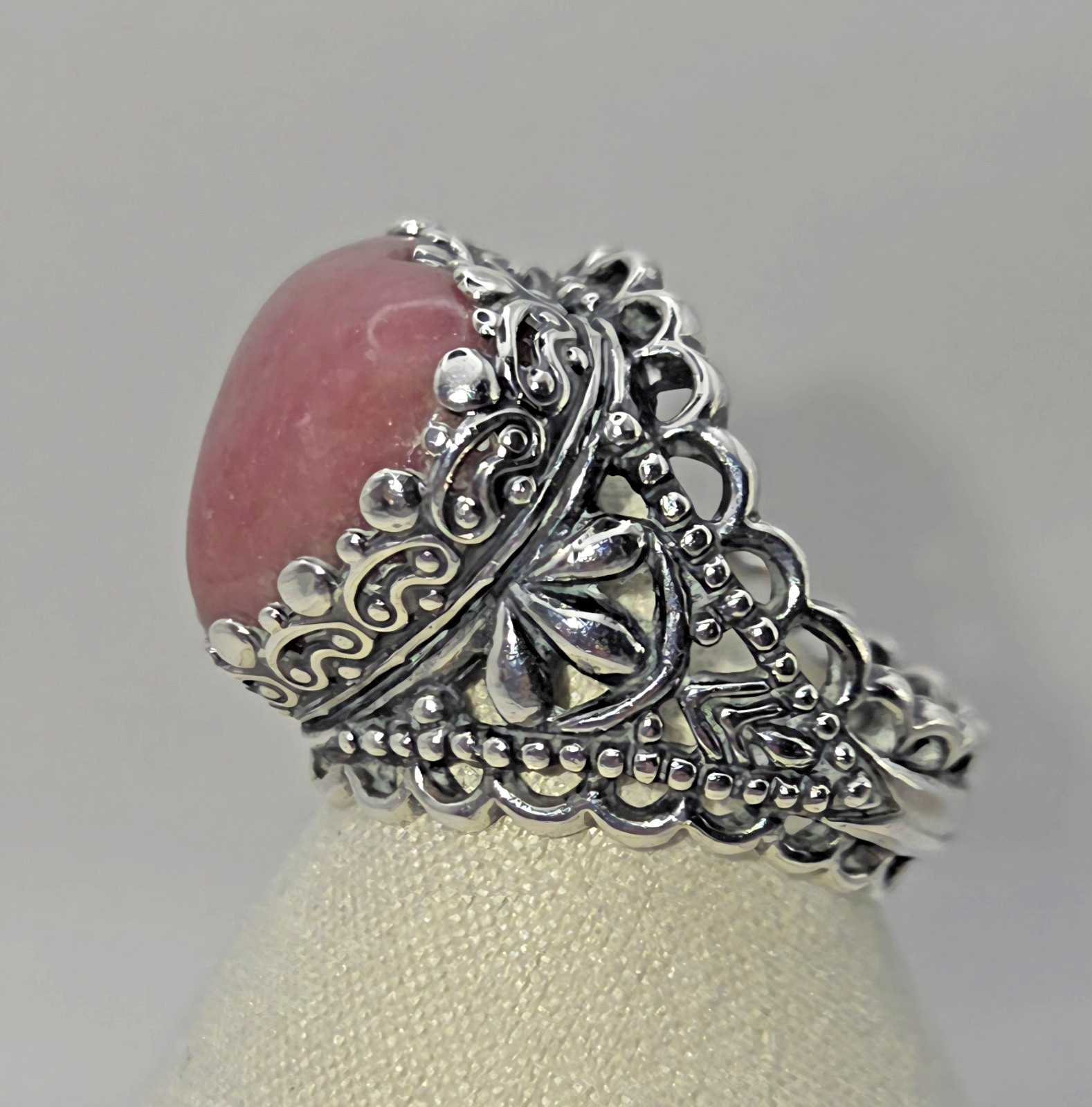 CAROLYN POLLACK SS PINK RHODONITE or RHODOCHROSITE HEART RING 7.25 GORGEOUS!