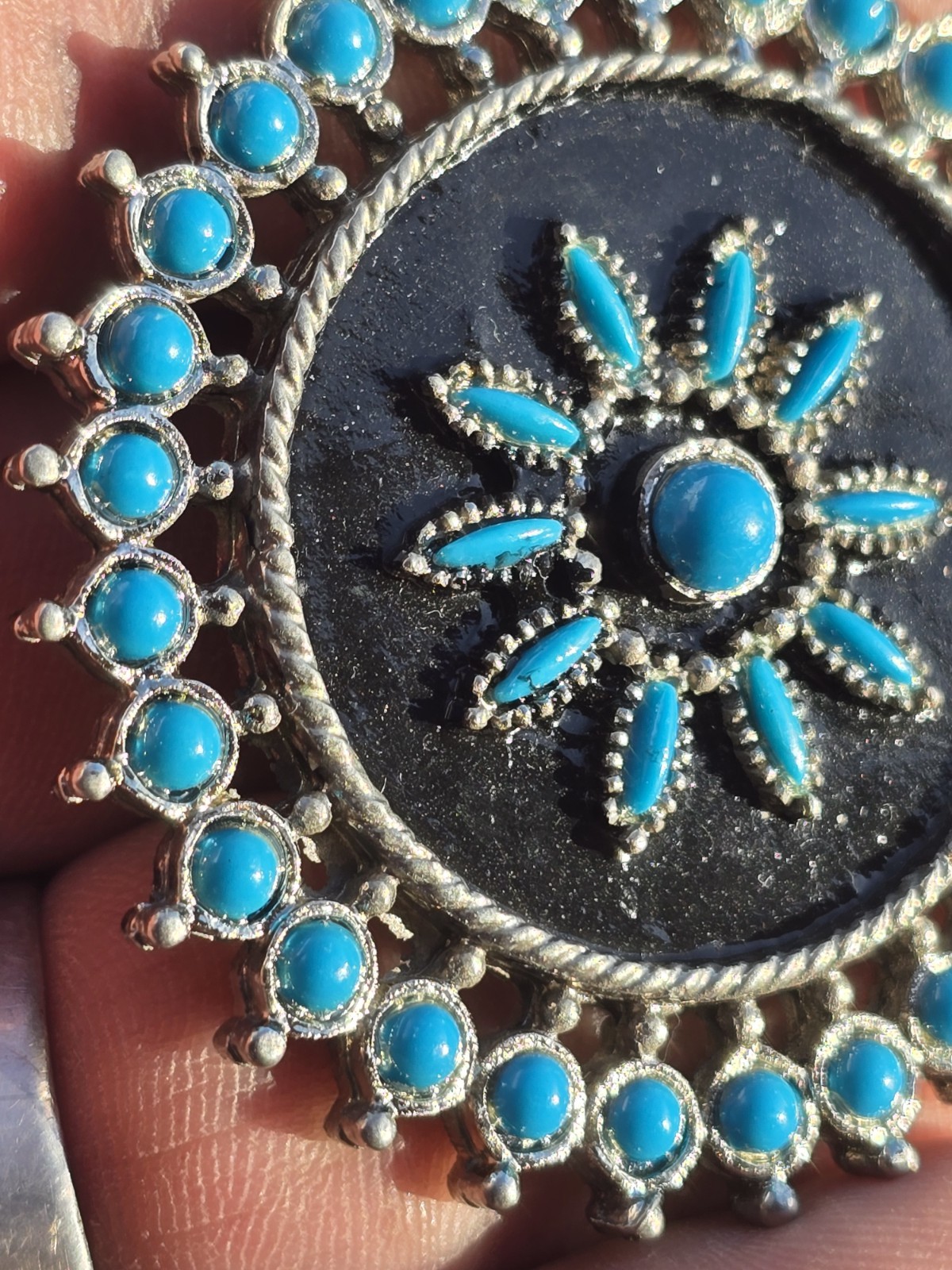 Ella Langley Inspired Western Boho Vintage 1970s Faux Turquoise Cluster Pendant