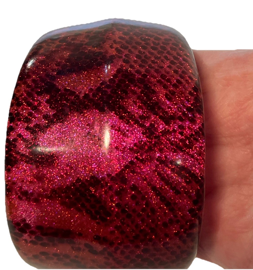 Lot of 3 VTG Chunky Maximalist Bangle Bracelets Size 8.5 Acrylic 80s Glitter