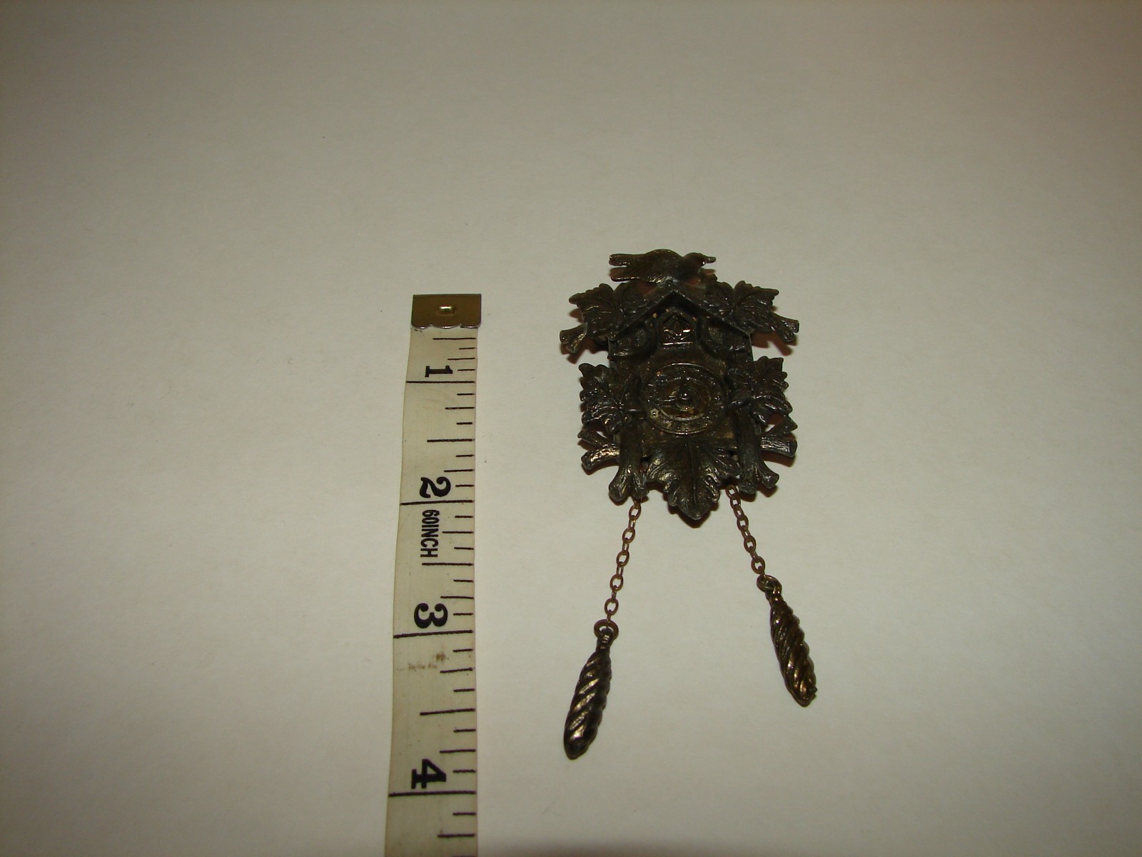 Vintage New England Glass Works Articulated Cuckoo Clock Brooch READ