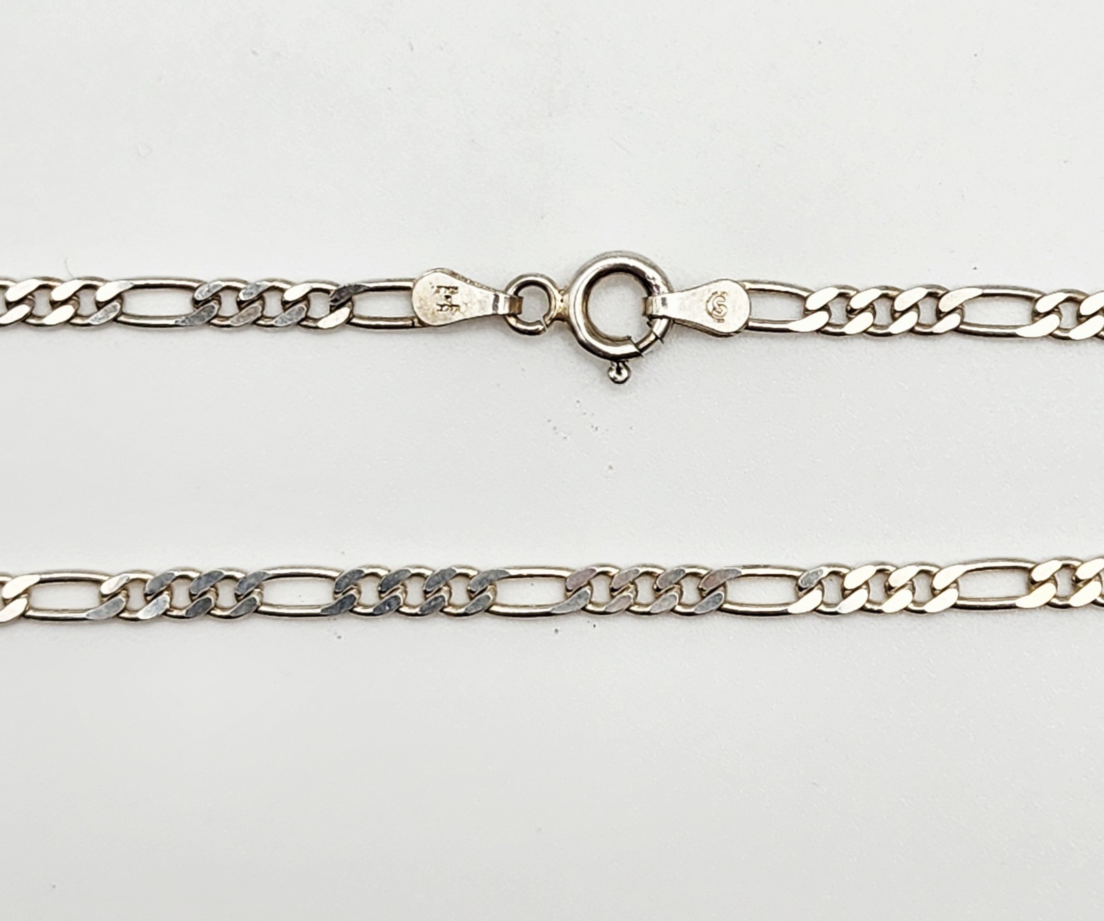 CS Italy Vintage Sterilng Silver Extra Long Figaro Chain Necklace 30″