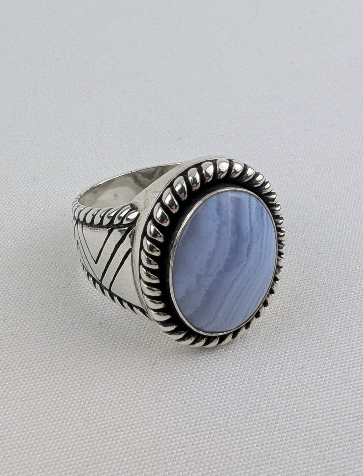 Vintage Relios Carolyn Pollack Sterling Agate Wide Band Ring Size 9 12.7g