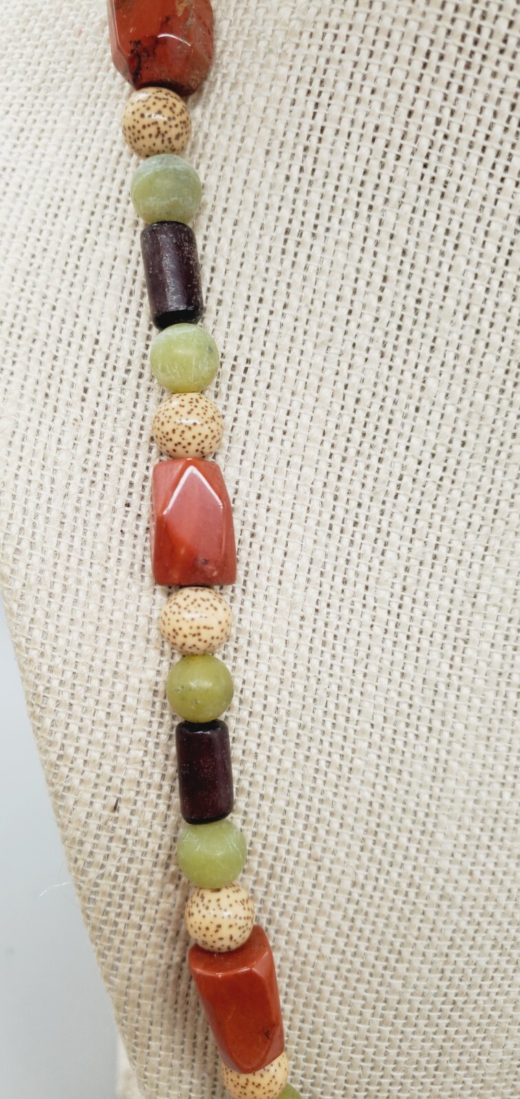 Autumn/Fall Colors Green, Orange and Brown 23″ Multi beaded necklace te02