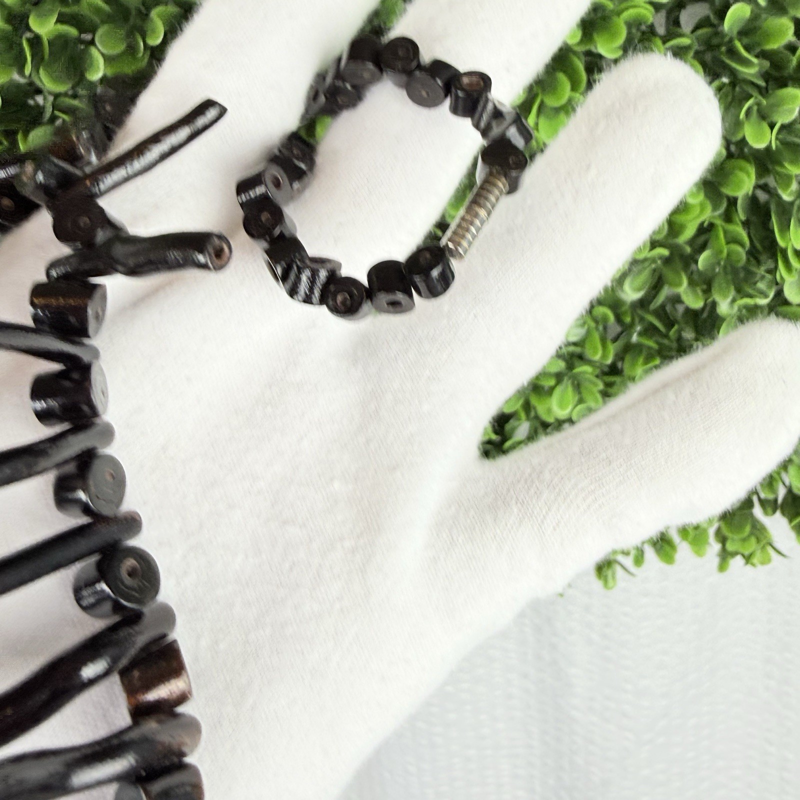 Vintage Genuine Black Branch Coral Chunky Tribal Boho Chic Goth Fringe Necklace
