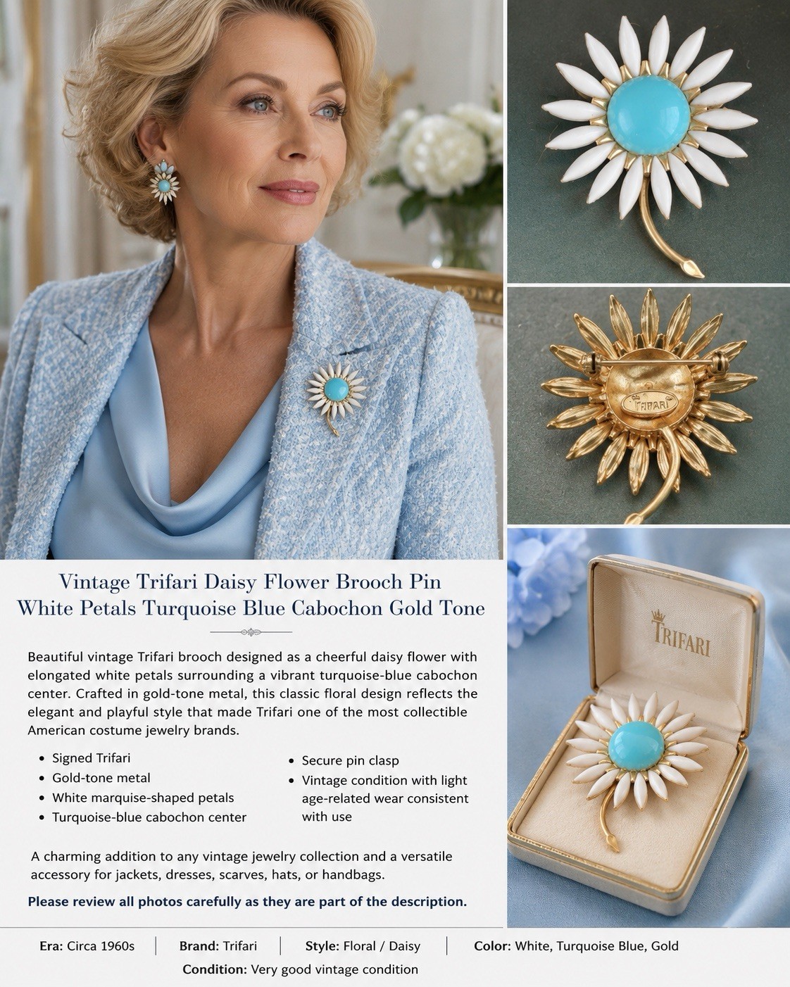 Trifari. Daisy Flower. Brooch
