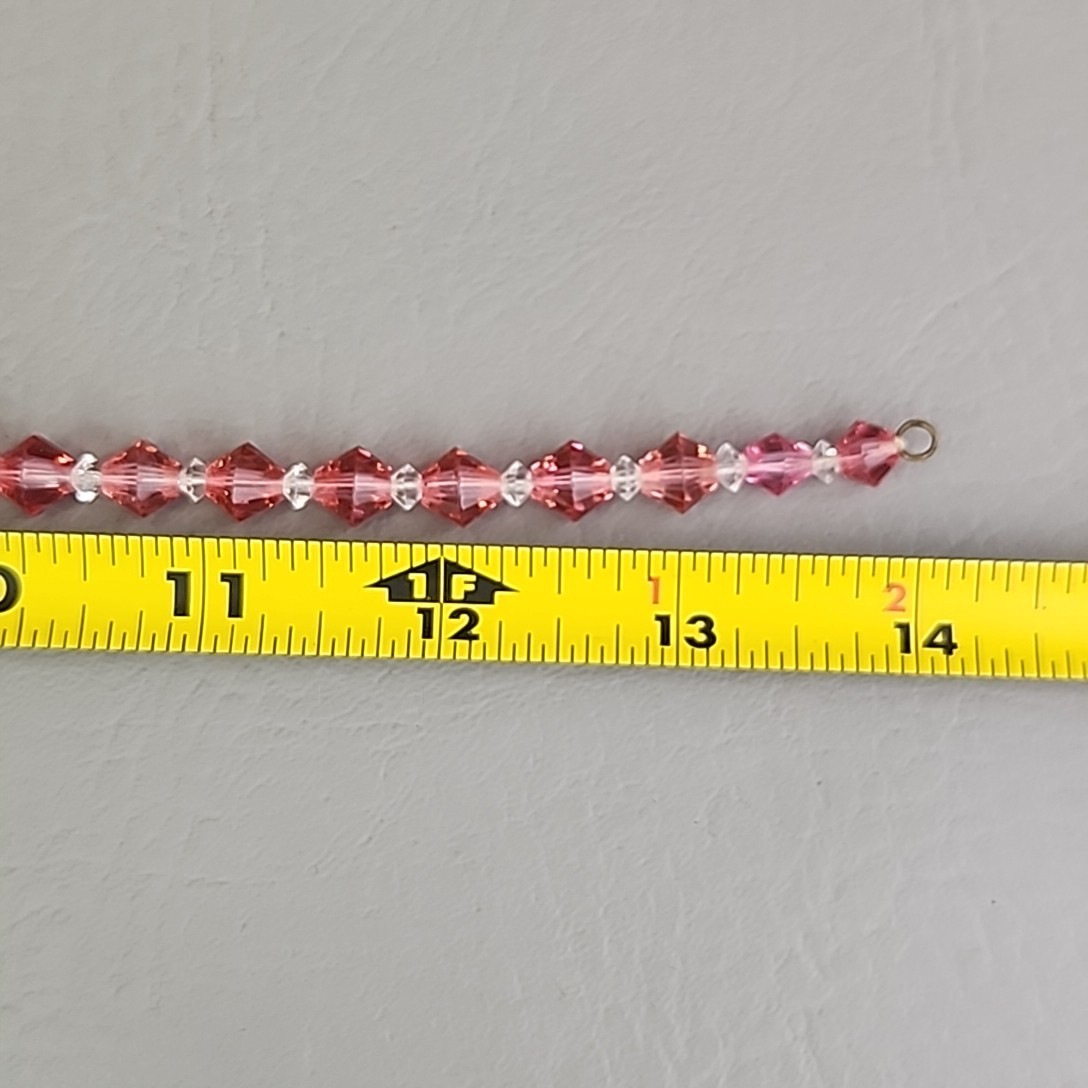 Vintage Glass Beaded Necklace Pink Bicone Graduated Short Choker 14″