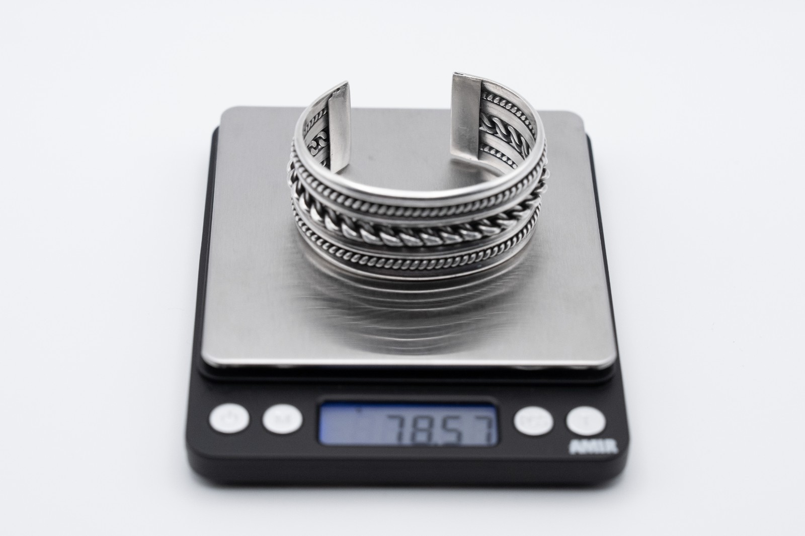 Navajo Sterling Silver Triple Twisted Wire Wide Cuff Bracelet 78.6g Vintage 925